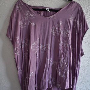 Old Navy Purple Floral Print Blouse
